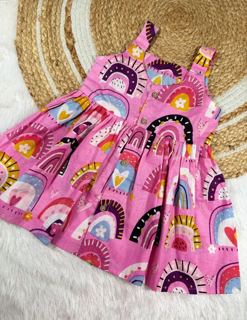 Pink Rainbow Strap Frock