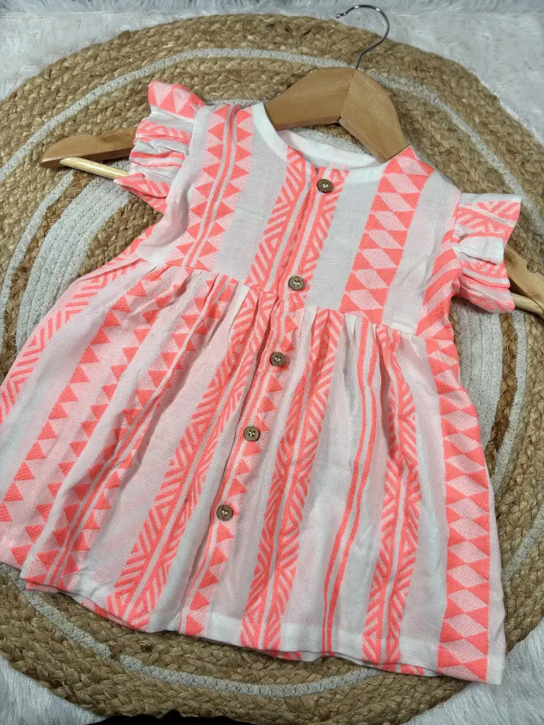 Fluorescent Orange Frill Sleeves Frock