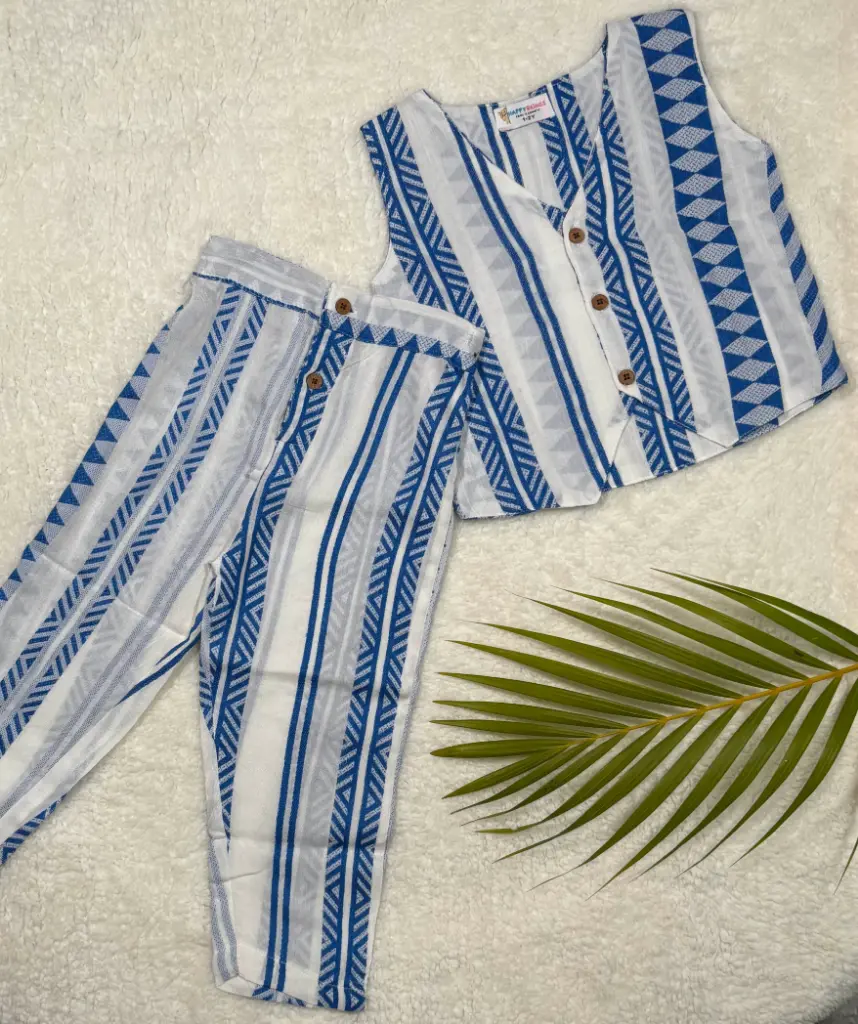 Blue Stripes Girls Co-Ord Set