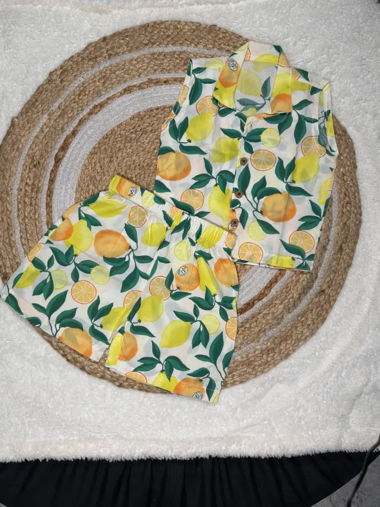 Fresh Lemon Orange Girls Co-Ord Set
