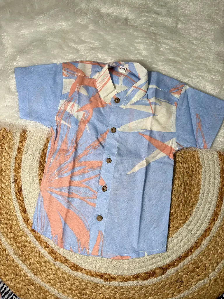Blue Floral Boys Shirt