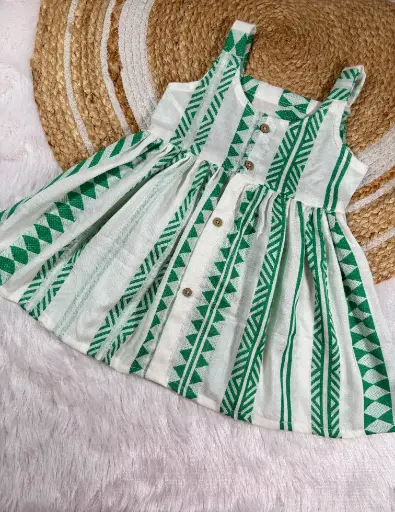 Green Stripes Strap Frock